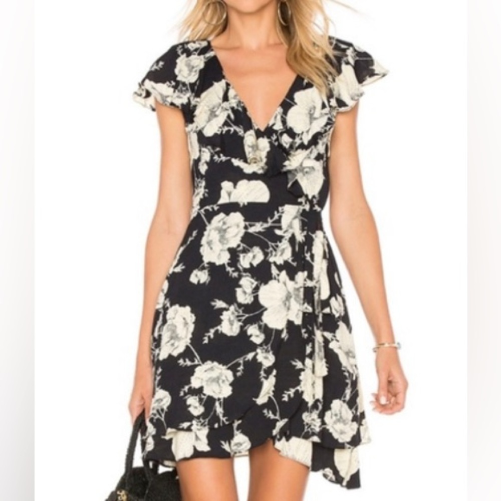 Free People floral wrap mini dress